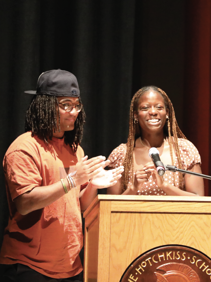 Ashaye and Pierre speak at all-school